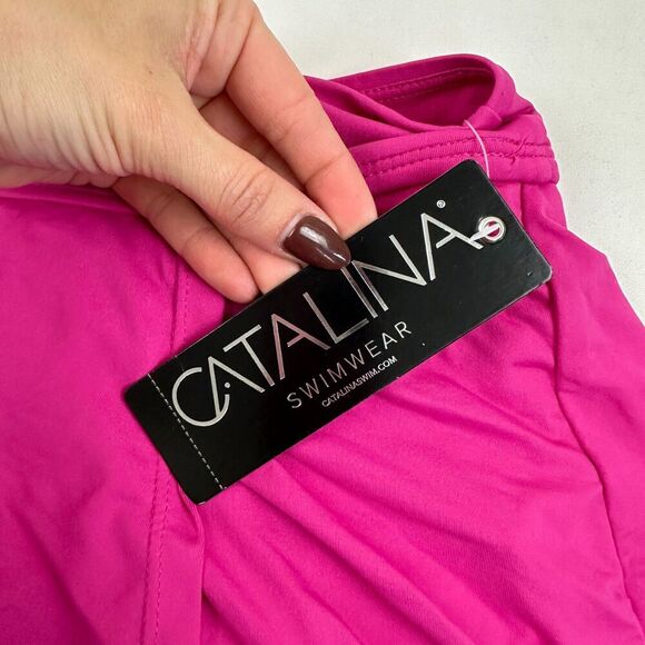 NWT Catalina Swimwear Pink Faux Wrap Skort Skirt W/ Shorts Plus Size 3X Stretch - Picture 3 of 11